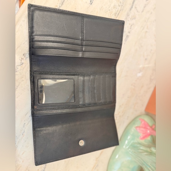 Coach Vintage Y2K Black Monogram Fabric & Leather Full Size Snap Open Wallet - Picture 11 of 12